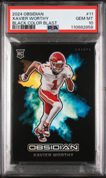 2024 Panini Obsidian Color Blast Black Xavier Worthy #11 PSA 10
