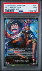 2025 One Piece Card Game Legacy of the Master Alternate Art Silvers Rayleigh #OP12-001 PSA 9