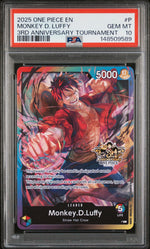 2025 One Piece Tournament Promo 3rd Anniversary 3 Brothers Pack Leader Monkey D. Luffy #P PSA 10