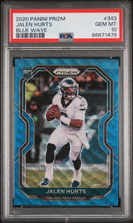 2020 Panini Prizm Blue Wave Prizm Jalen Hurts #343 /199 PSA 10