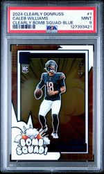 2024 Panini Clearly Donruss Clearly Bomb Squad Blue Caleb Williams #1 /49 PSA 9