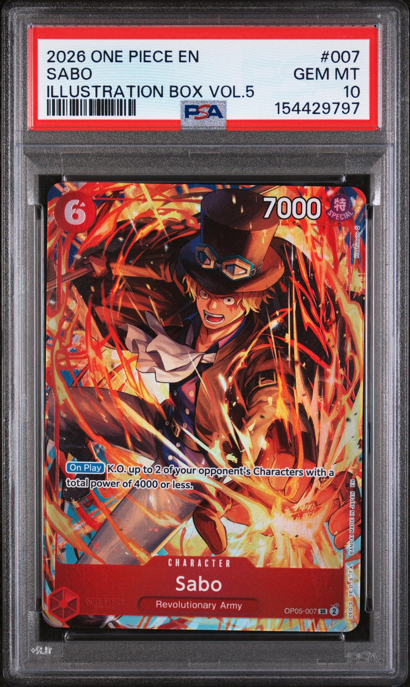 2026 One Piece Promos Illustration Box Volume 5 Sabo #OP05-007 PSA 10