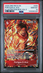 2026 One Piece Promo Illustration Box Volume 5 Portgas D. Ace #005 PSA 10