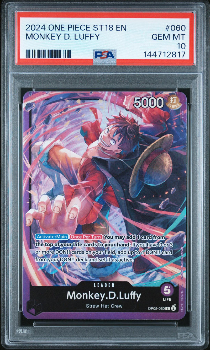 2024 One Piece Starter Deck Leader Monkey D. Luffy #OP05-060 PSA 10