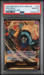 2026 One Piece Op14-Eb04-The Azure Sea's Seven Alternate Art Crocodile #120 PSA 10
