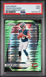 2024 Panini Prizm Neon Green Pulsar Caleb Williams #301 PSA 9