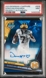2023 Bowman University Chrome Sapphire Prospect Autograph Donovan Edwards #DOE PSA 9