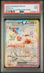 2025 Pokemon Scarlet and Violet Prismatic Evolutions Special Illustration Rare Eevee Ex #167 PSA 9