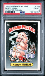 1985 Garbage Pail Kids Stickers Glossy Nerdy Norm #24b PSA 6