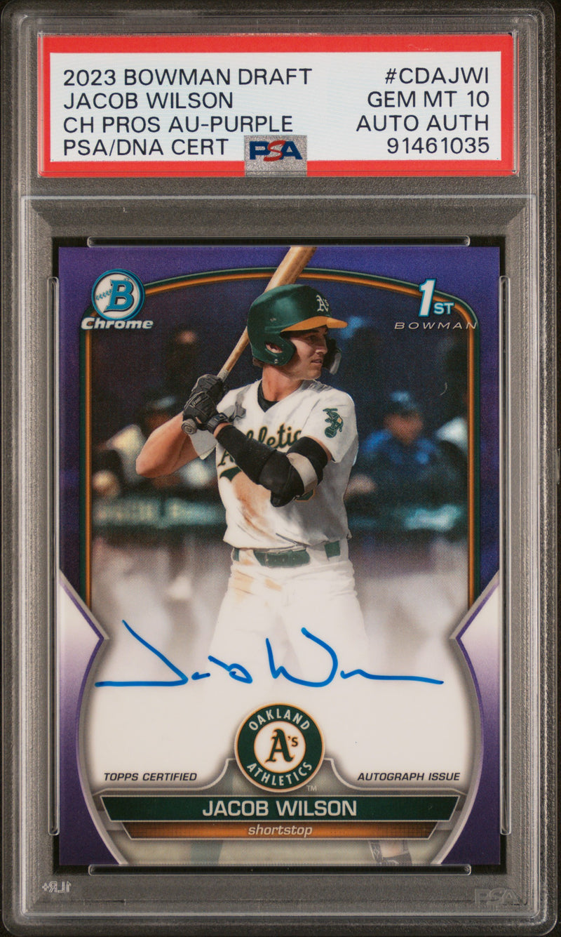 2023 Bowman Chrome Jacob Wilson #CDA-JWI Purple Auto /250 PSA 10