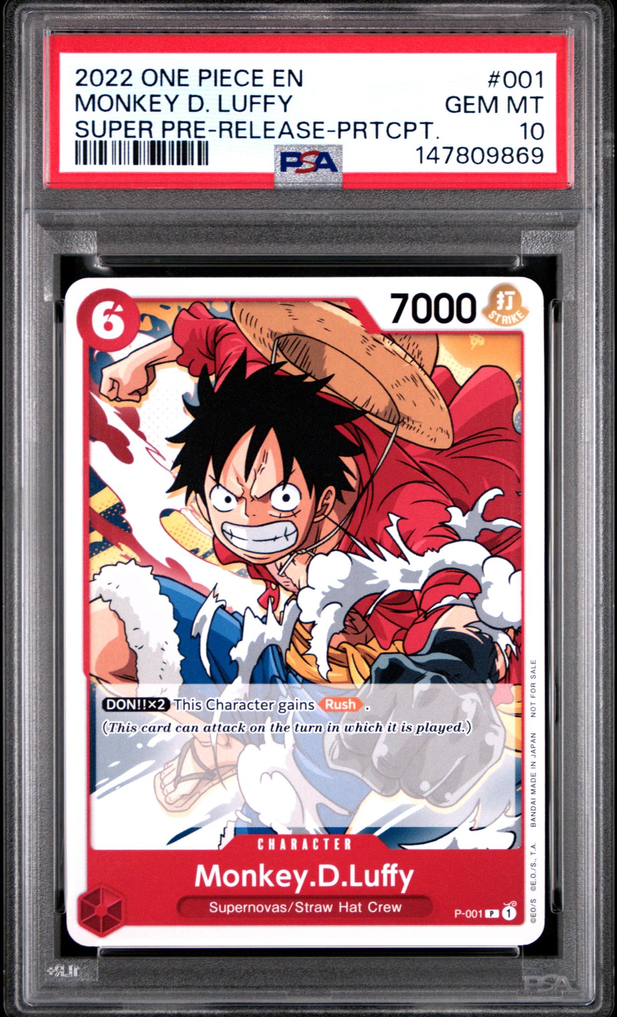 2022 One Piece Promo Super Pre-Release Participation Monkey D. Luffy # –  Monmouth Sports Cards