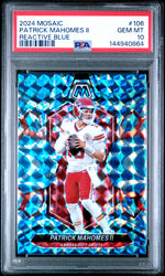 2024 Panini Mosaic Reactive Blue Mosaic Patrick Mahomes II #106 PSA 10