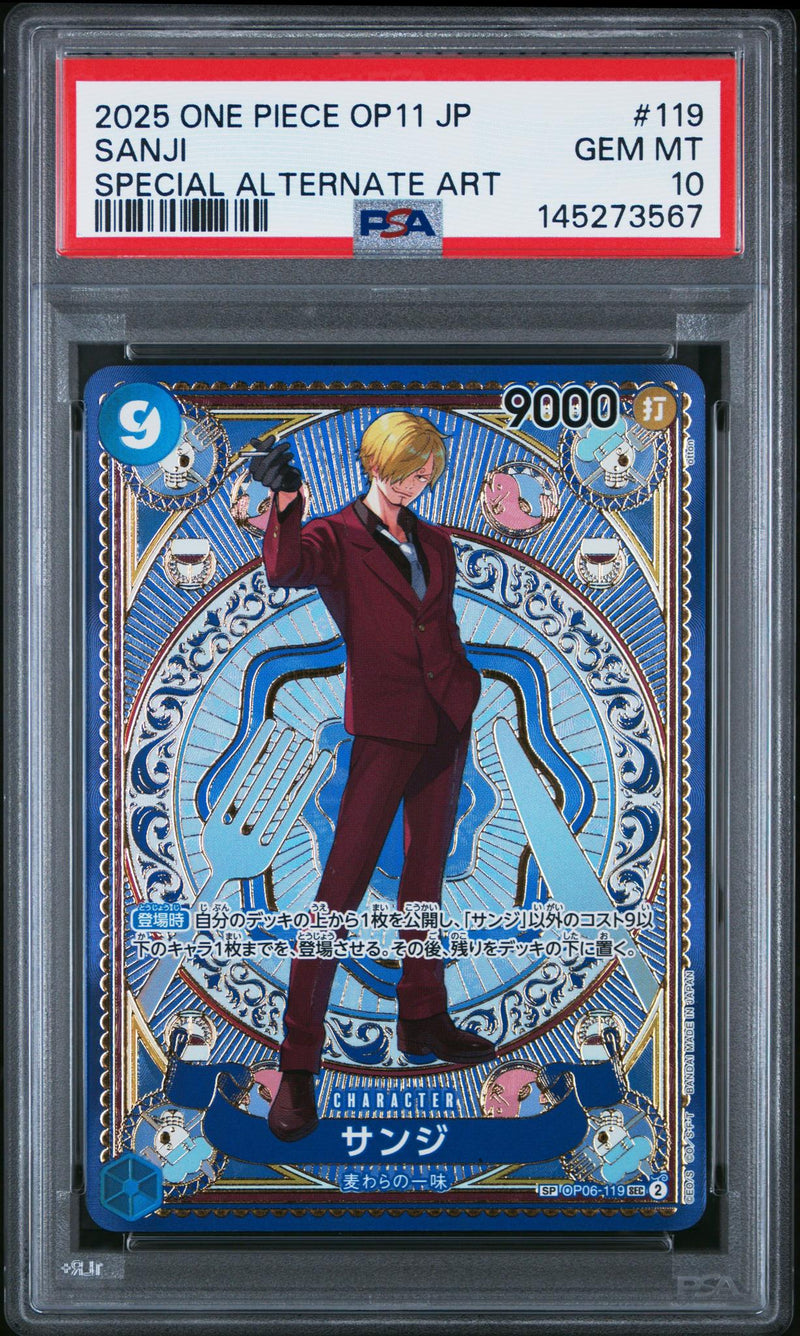 2025 Piece Card Game A Fist of Divine Speed Japanese Sanji #OP06119 PSA 10
