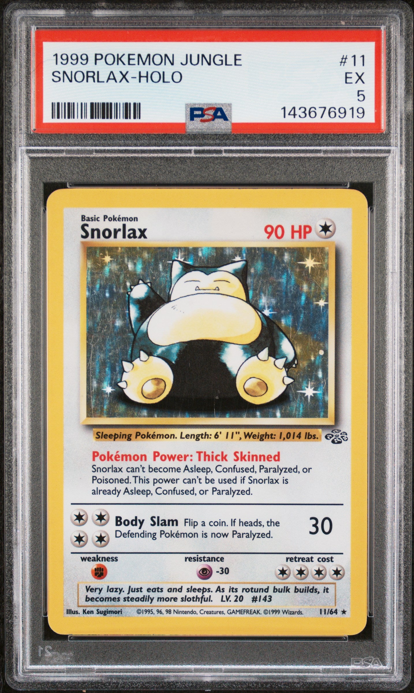 1999 Pokemon Jungle Holo Snorlax #11 PSA 5 Monmouth Sports Cards 1999 Pokemon Jungle Holo Snorlax #11 PSA 5 Monmouth Sports Cards
