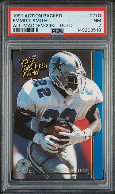 1991 Action Packed Emmitt Smith All-Madden 24KT Gold #27G PSA 7