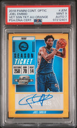 2018 Panini Contenders Optic Veteran Season Ticket Autographs Orange Joel Embiid #JEM PSA 9