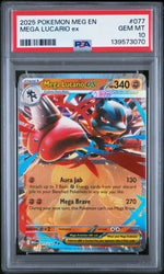 2025 Pokemon Mega Evolution Mega Lucario Ex #077 PSA 10