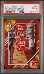 2023 Panini Donruss Elite Field Vision Orange Patrick Mahomes II #FV5 /99 PSA 8