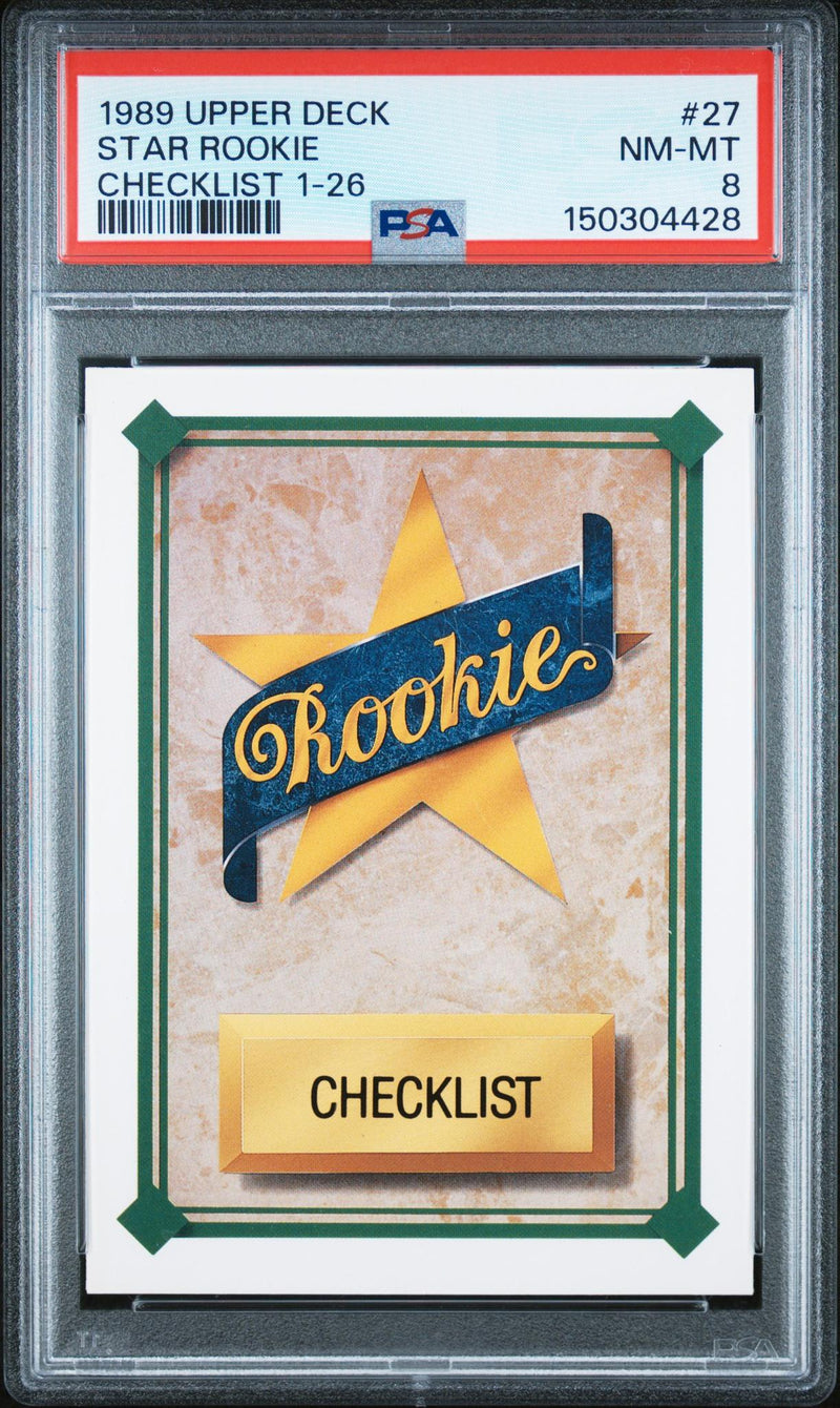 1989 Upper Deck Checklist 1-26 Star Rookie #27 PSA 8