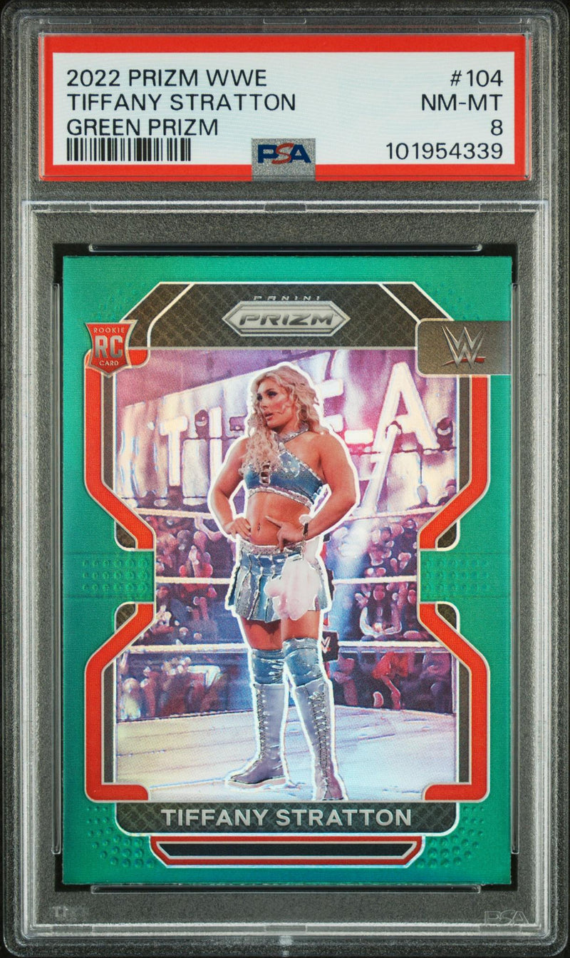 2022 Panini Prizm WWE Prizms Green Tiffany Stratton #104 PSA 8