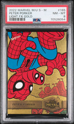2022 Skybox Marvel Metal Universe Spider-Man Light Fx Gold Peter Porker #165 PSA 8