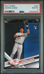 2017 Topps Catching Aaron Judge #287 PSA 8