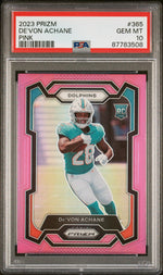 2023 Panini Prizm Prizms Pink De'Von Achane #365 PSA 10