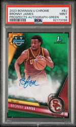 2023 Bowman Chrome Bronny James #BJ Prospects Autograph-Green /99 PSA 9