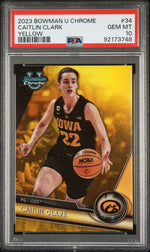 2023 Bowman University Chrome Yellow Caitlin Clark #34 /75 PSA 10