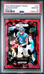 2024 Panini Prizm Draft Picks Rated Prospect Red Ice Prizm Jaxson Dart #147 PSA 10