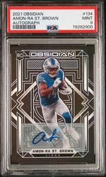 2021 Panini Obsidian Rookie Autos Amon-Ra St. Brown #134 /199 PSA 9