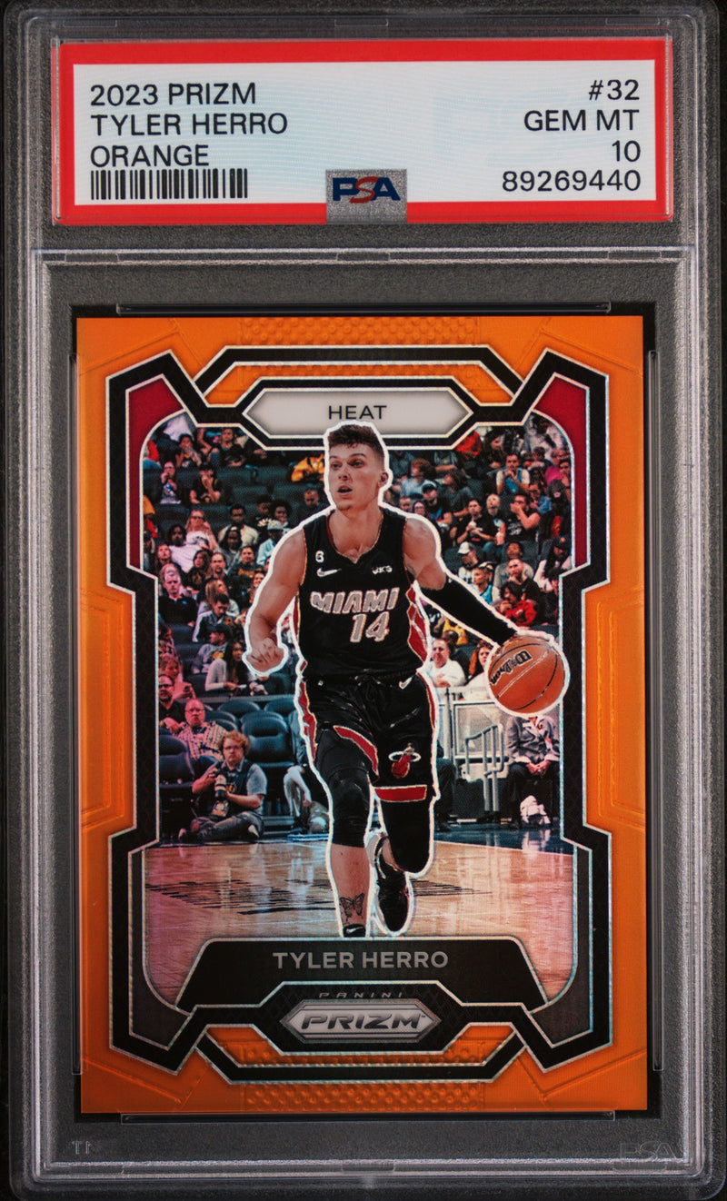 2023 Panini Prizm Tyler Herro #32 Orange /49 PSA 10