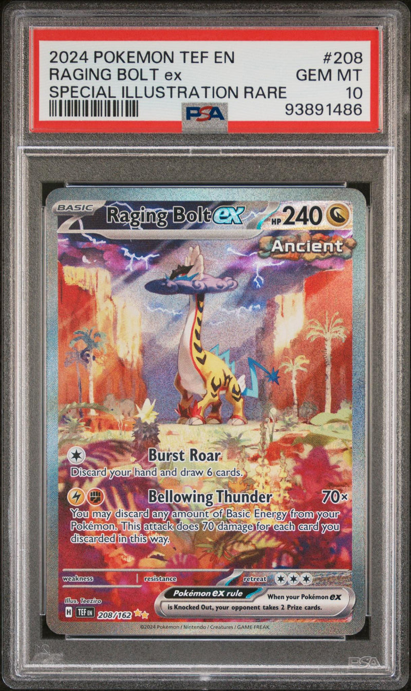 Pokémon Raging Bolt ex #208/162 Special Illustration Rare PSA 10