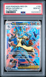 2025 Pokemon Mega Evolution Ultra Rare Mega Lucario Ex #160 PSA 10