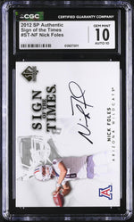 2012 SP Authentic #ST-NF Nick Foles Sign of the Times CGC 10