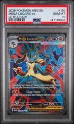2025 Pokemon Mega Evolution Ultra Rare Mega Lucario Ex #160 PSA 10
