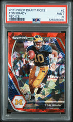 2021 Panini Prizm Draft Picks Red Ice Prizm Tom Brady #6 PSA 9