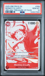 2025 Promotional Cards English 3rd Anniversary Treasure Camp. Monkey D. Luffy #ST10-006 PSA 10