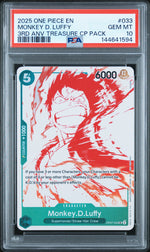 2025 Promotional Cards English 3rd Anniversary Treasure Camp. Monkey D. Luffy #OP07-033 PSA 10