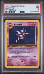 1999 Pokemon Fossil 1st Edition Haunter #21 PSA 7
