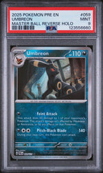 2025 Pokemon Scarlet and Violet Prismatic Evolutions Master Ball Reverse Holo Umbreon #59 PSA 9