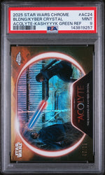 2025 Topps Chrome Star Wars Acolyte Kashyyyk Green Ref Bldng/Kyber Crystal #AC24 /99 PSA 9