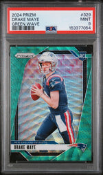 2024 Panini Prizm Green Wave Prizm Drake Maye #329 PSA 9