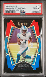2021 Select Prizm Red and Blue Die Cut Amon-Ra St. Brown #173 PSA 10