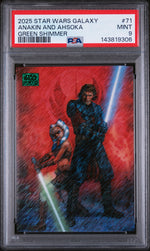 2025 Topps Chrome Star Wars Galaxy Green Shimmer Anakin and Ahsoka #71 /199 PSA 9