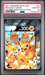 2021 Pokemon Sword and Shield Black Star Promo Celebrations Collection Pikachu V-Union #140 PSA 10