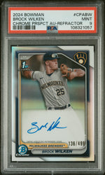 2024 Bowman Chrome Prospect Autograph Refractor Brock Wilken #CPABW /499 PSA 9