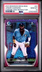 2023 Bowman Mega Box Chrome Pink Refractor Junior Caminero #BCP61 /199 PSA 10