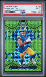 2024 Panini Mosaic Green Fluorescent Puka Nacua #130 /10 PSA 9