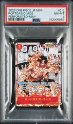 2023 One Piece Japanese Saikyo Jump Mini Promos Perforated-May Portgas D. Ace #13 PSA 8